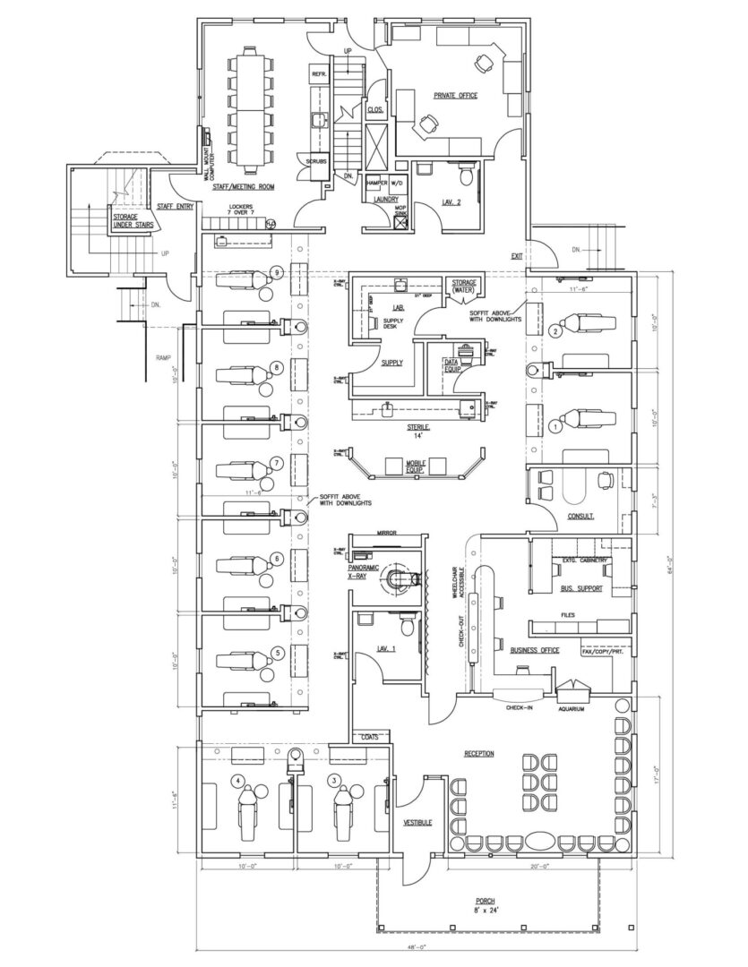 A floor plan of a building with many different types of buildings.